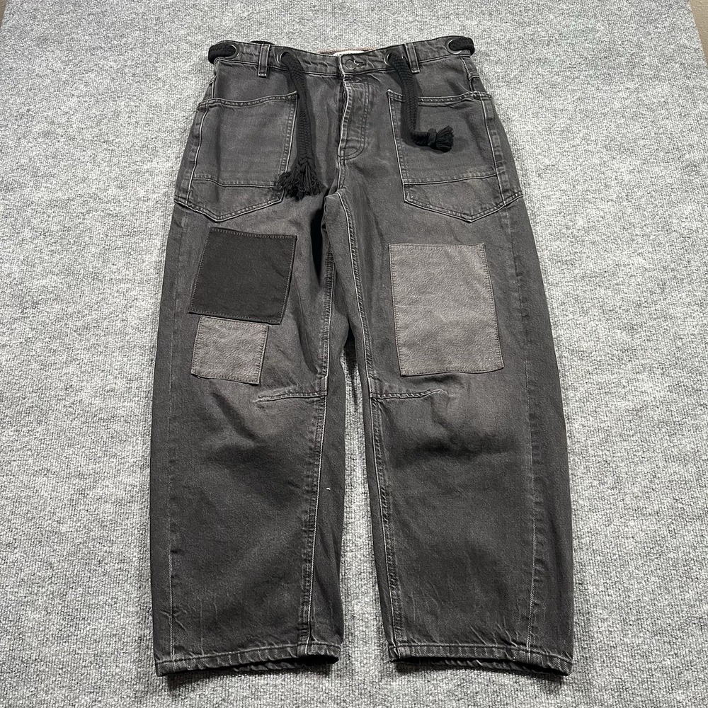 We The Free Patchwork Wide-Leg Jeans in Charcoal and Black